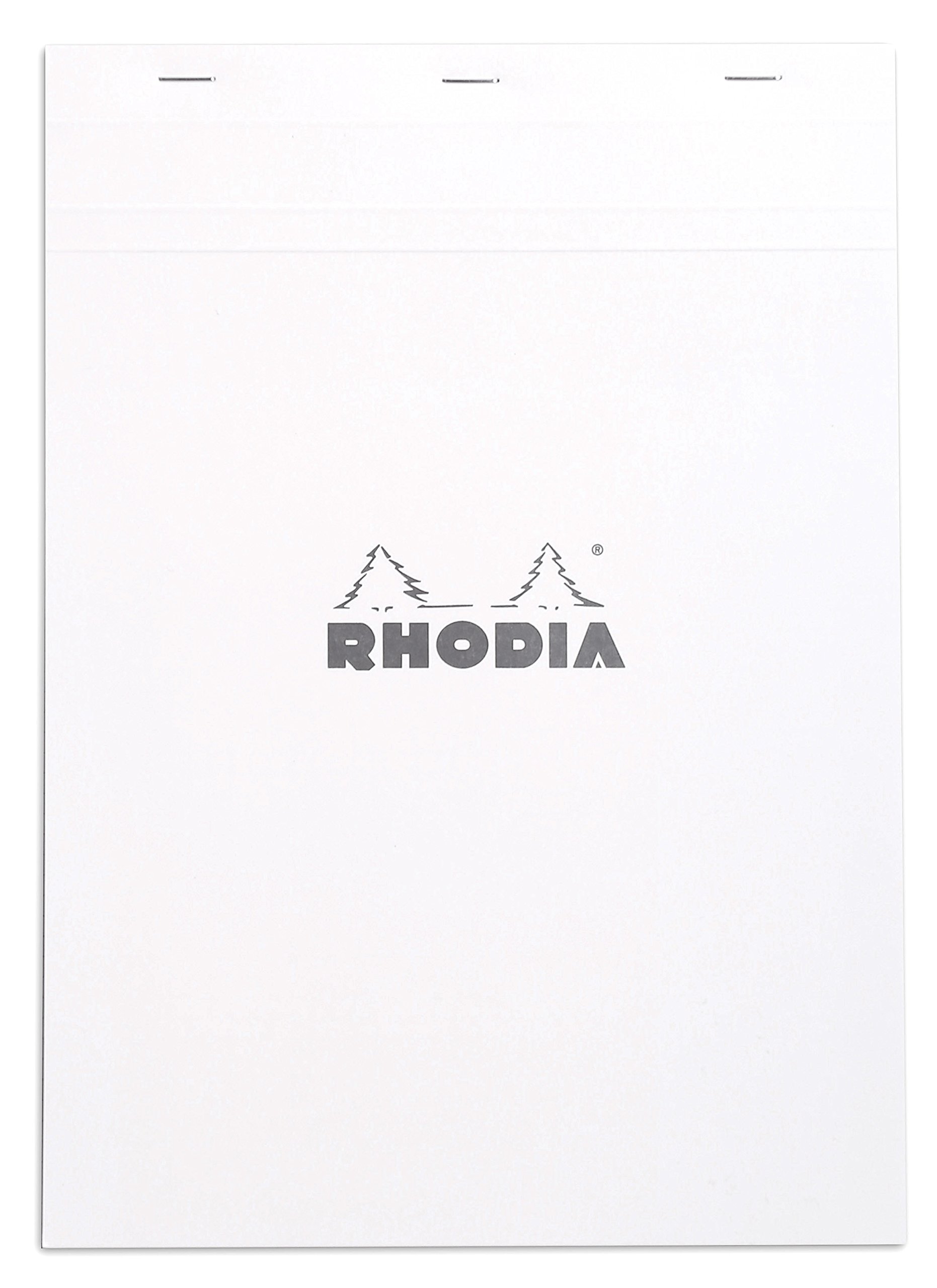 RHODIA 18201C - Stapled Notepad N°18 White - A4 - Small Squares - 80 Detachable Sheets - 80G White Clairefontaine Paper - Soft, Resistant and Waterproof Coated Card Cover - Basics, 210x297mm