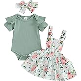 Mubineo Baby Girl Summer Clothes Cute Outfits Short Sleeve Romper Overall Skirt Dress Headband 3PCS Newborn Outfit