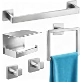 STWWO 5-Piece Bathroom Accessories Hardware Set Brushed Nickel | Stainless Steel Towel Racks for Bathroom, 16 Inch Bath Towel Bar Set Wall Mounted