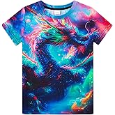 Funnycokid Boys Girls Shirts Graphic T-Shirt Neon Clothes Kids Novelty Youth Short Sleeve Animal Print Tees 4-16 Years