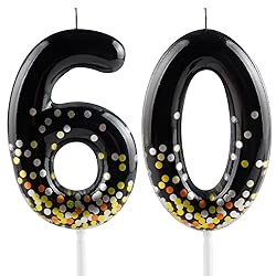 Hongplus Black Gold Confetti Number 60 Birthday