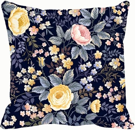 Amazon シームレスな花柄バラ黒の背景テクスチャ花の背景テクスチャ自然花自然装飾枕ケース家の装飾枕カバー 18x18インチ カラフル 枕カバー ピローケース オンライン通販