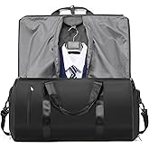 Convertible Garment Bags for Travel Carry On Garment Bag For Men Women Foldable Duffle Bag For Travel,2 in 1 Hanging Suitcase Suit Travel Bags (Black)