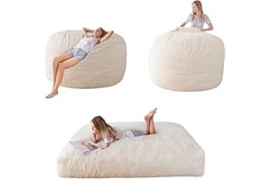MAXYOYO Giant Bean Bag Chair Bed, Convertible Bean Bag Folds from Lazy Chair to Floor Mattress Bed, Floor Sofa Lounger with H