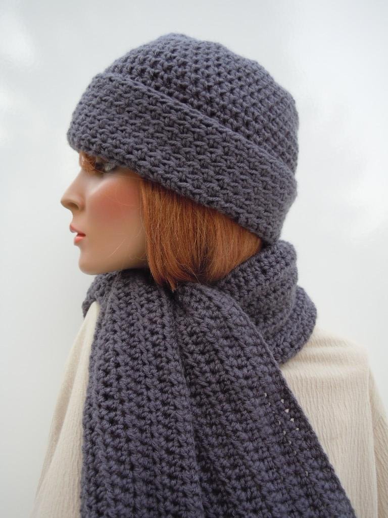 grey hat and scarf