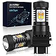AUXITO White and Amber Dual Color Switchback 3157 3155 3457 4157 LED Bulbs with Projector 3030 Chipsets for Car Turn Signal Lights Parking Lights, (Pack of 2)