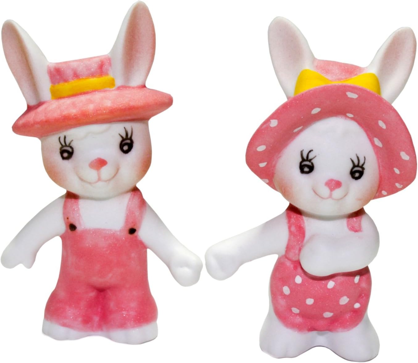 Mini Sweet Rabbit Handmade Clay Doll Pink for Home & Garden (2pcs)