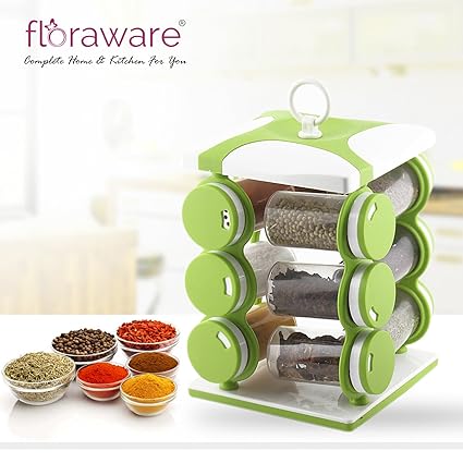 Buy Floraware Plastic Revolving Spice Rack Set 12 Pieces Green