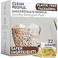 The Clean People Laundry Detergent Pods - Hypoallergenic Laundry Pods - Ultra Concentrated, Recyclable Packaging, Stain Fighting - Sweet Petals, 32 Pack