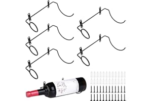 Yimerlen 6 Pcs Spiral Wine Wall Holder, Wall Mounted Wine Rack, Metal Wine Bottle Display Holder for Wine Storage Wall Wine Theme Decor, Black (to The Left Style)