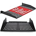Pyle 19-Inch 1U+2U Server Rack Shelves - Universal Mounting Tray for Computer Racks & Cabinets, Wall Mount Compatible, Ventilated Design for Air Circulation, Black Computer Case,110lbs Weight Capacity