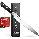 Kimura Sushi Knife, [Made in Japan], 8 inch Professional Chef Knife, Ultra Sharp High Carbon Molybdenum Stainless Steel Kitchen Knives, Chefs Knives with Ergonomic Handle - Japanese Sashimi