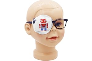 Astropic 3D Cotton & Silk Eye Patch for Kids | Boys Eye Patch for Glasses | Medical Eye Patch for Children with Lazy Eye (Red Robot, Right Eye)
