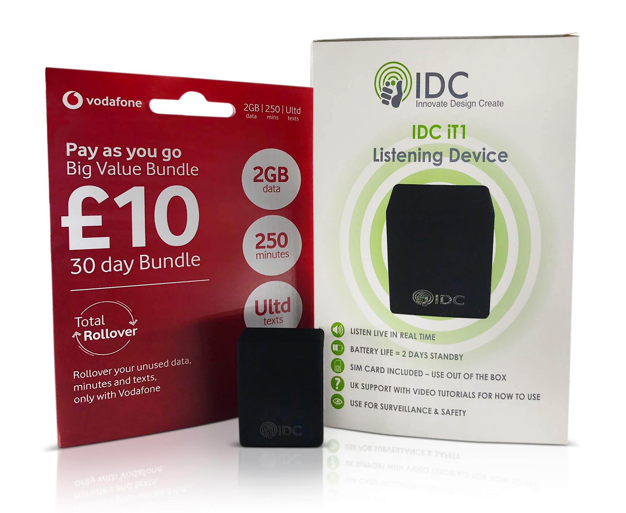 IDC© Wireless Listening Device Room Bug / Bugging Safety Device - Small Discreet & Undetectable - Listen To Sounds/Conversations From Any Location - No Contract or Hidden Costs - Simple To Use