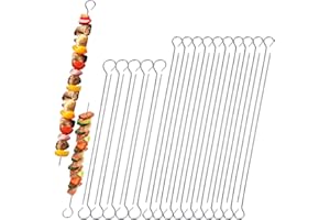 30 Pcs BBQ Metal Skewers Stainless Steel, Food-Grade 30cm and 20cm Reusable Kebab Skewers for Air Fryer Grilling, Oven, and B