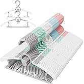 Eunhdet 50 Pack Kids Hangers for Nursery Closet, Adjustable Non-Slip Toddler Baby Hangers with Windproof Buckle, 11-14" Infant Child Plastic Clothes Pant Hanger for Boys Girls Newborn Adult, Multi