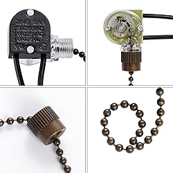 Topbuti 3 Pack Pull Chain Switch Ceiling Fan Switch