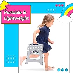 Delxo Folding Step Stool, 11 inch Non-Slip Foldable