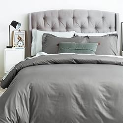 SUSYBAO Grey Duvet Cover King 100% Cotton 3 Pcs Set