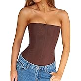 NJWTSDTZ Women Sheer Mesh Bustier Top Y2k Vintage Strapless Boned Corset Sexy Shapewear Tube Top Going Out Party Overbust