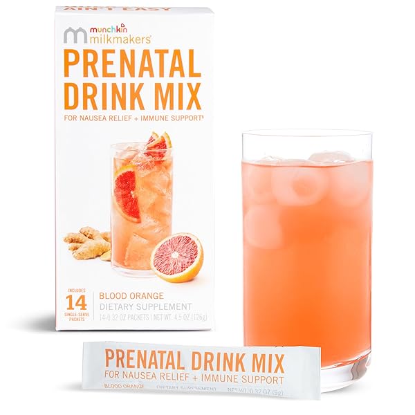 MUNCHKIN® MILKMAKERS® PRENATAL DRINK MIX FOR MORNING SICKNESS & NAUSEA RELIEF + IMMUNE SUPPORT, BLOOD ORANGE, 14 COUNT