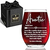 Unique Auntie Definition Wine Glass Gift for Aunt, Perfect Birthday Christmas Wedding Mother's Day wine glass for Auntie from Nephew or Niece, Best Appreciatian Stemless wine glasses for auntie-77
