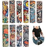 XBDZR Kids Temporary Tattoo Sleeves, 10pcs Fake Slip on Arm Sunscreen Sleeves, UV Sun Protection