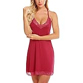 RSLOVE Lingerie For Women Lace Nightgown Sexy Sleepwear Full Slip Babydoll V-Neck Chemises Dress