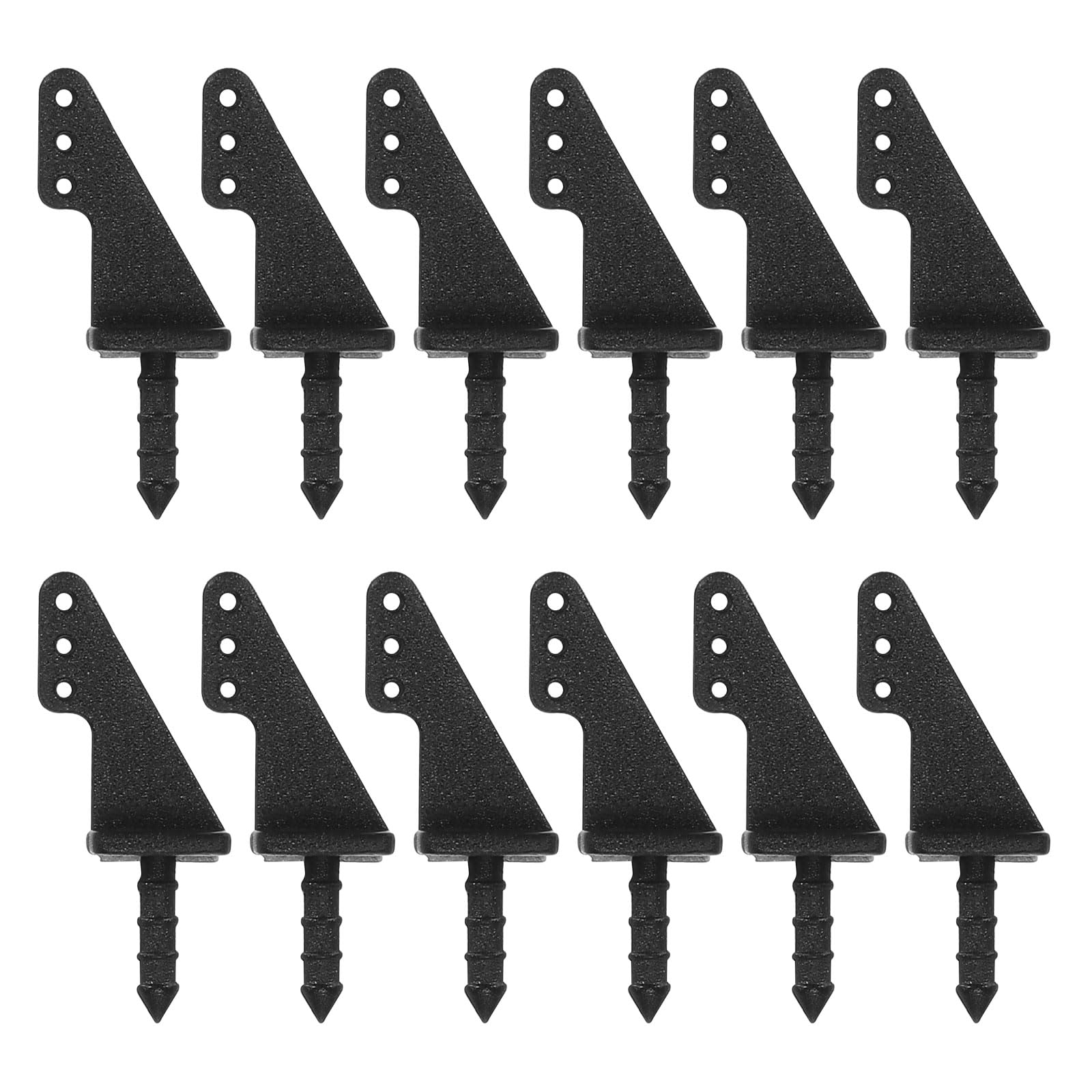 sourcing map 12Pcs Nylon Control Horns, 3 Hole Adjustment Needle Control Horn Rudder Angle for RC Airplane KT DIY Model Plane Parts Accessories, Black