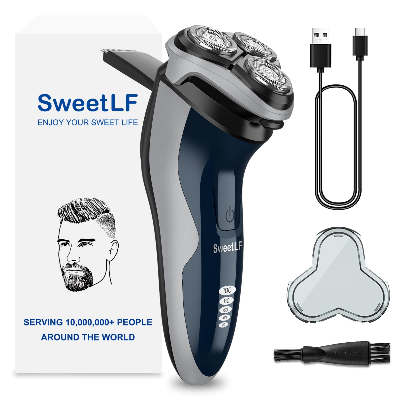 Photo 1 of ***MISSING PARTS***
SweetLF Electric Razor for Men with Pop-Up Trimmer, IPX7 Waterproof Electric Shaver, Rechargeable Cordless Shavers for Men, Type-C, 120Mins Runtime, Plug & Play, Blue