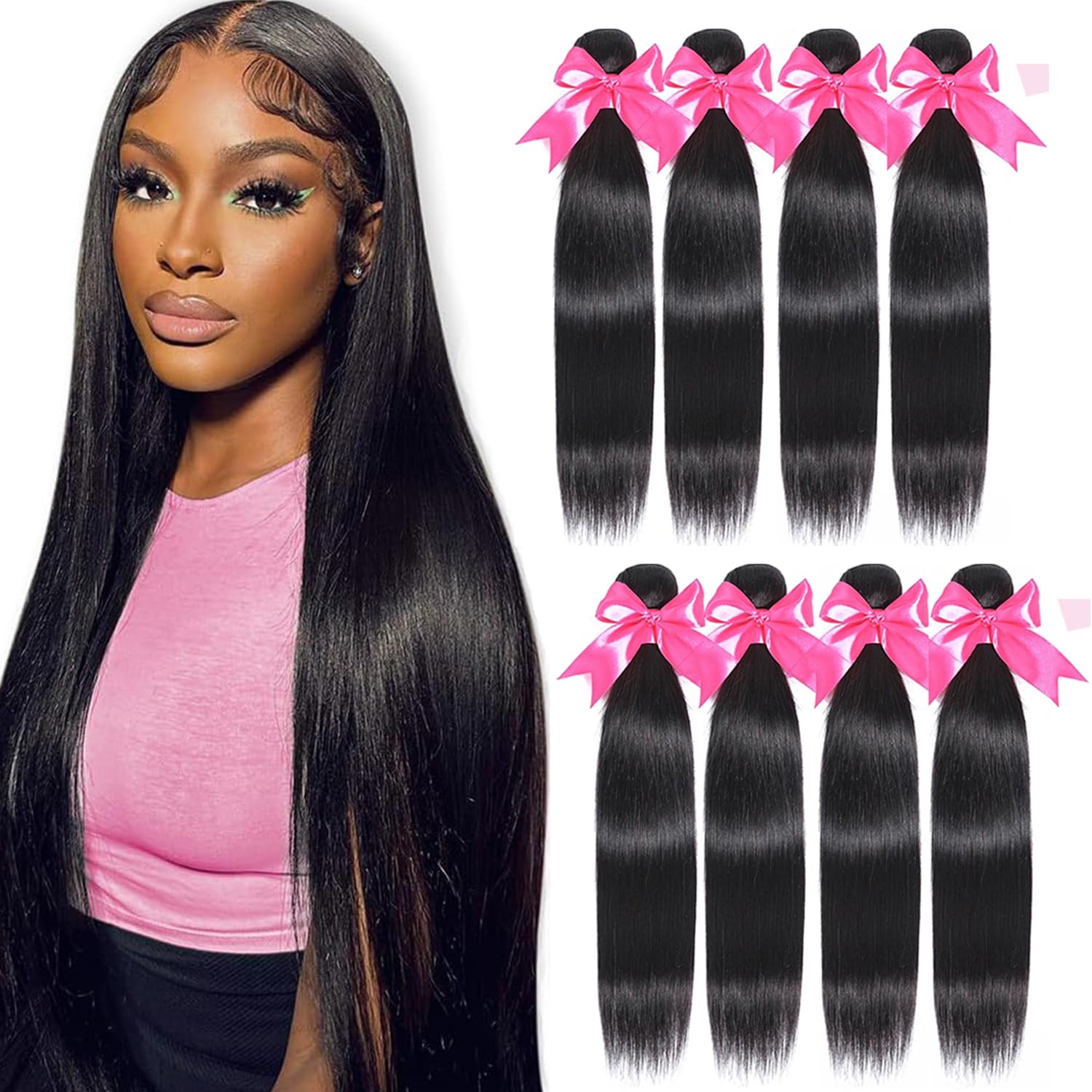 12A Brazilian Straight Hair Bundles Brazilian Hair Bundles Straight Human Hair Bundles Natual Black Color 300g Total 24 26 28 inch โ image 1