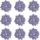 Lmlliang 5pc Fabric Ribbon Flowers Pearl Rhinestone Appliques Chiffon Fabric Flowers for DIY Hair Clip Scrapbooking Headbands Decorative 3Inch Light Purple