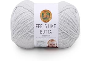 Lion Brand Yarn Feels Like Butta Yarn, Velvety-Soft Yarn for Crocheting and Knitting, 1 Pack, Pale Grey