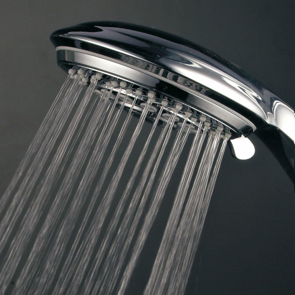 HotelSpa 7-setting AquaCare Series Spiral Handheld Shower Head Luxury Convenience Package with Pause Switch, Extra-long Hose PLUS Extra Low-Reach Bracket Stainless Steel Hose - All-Chrome Finish - - 