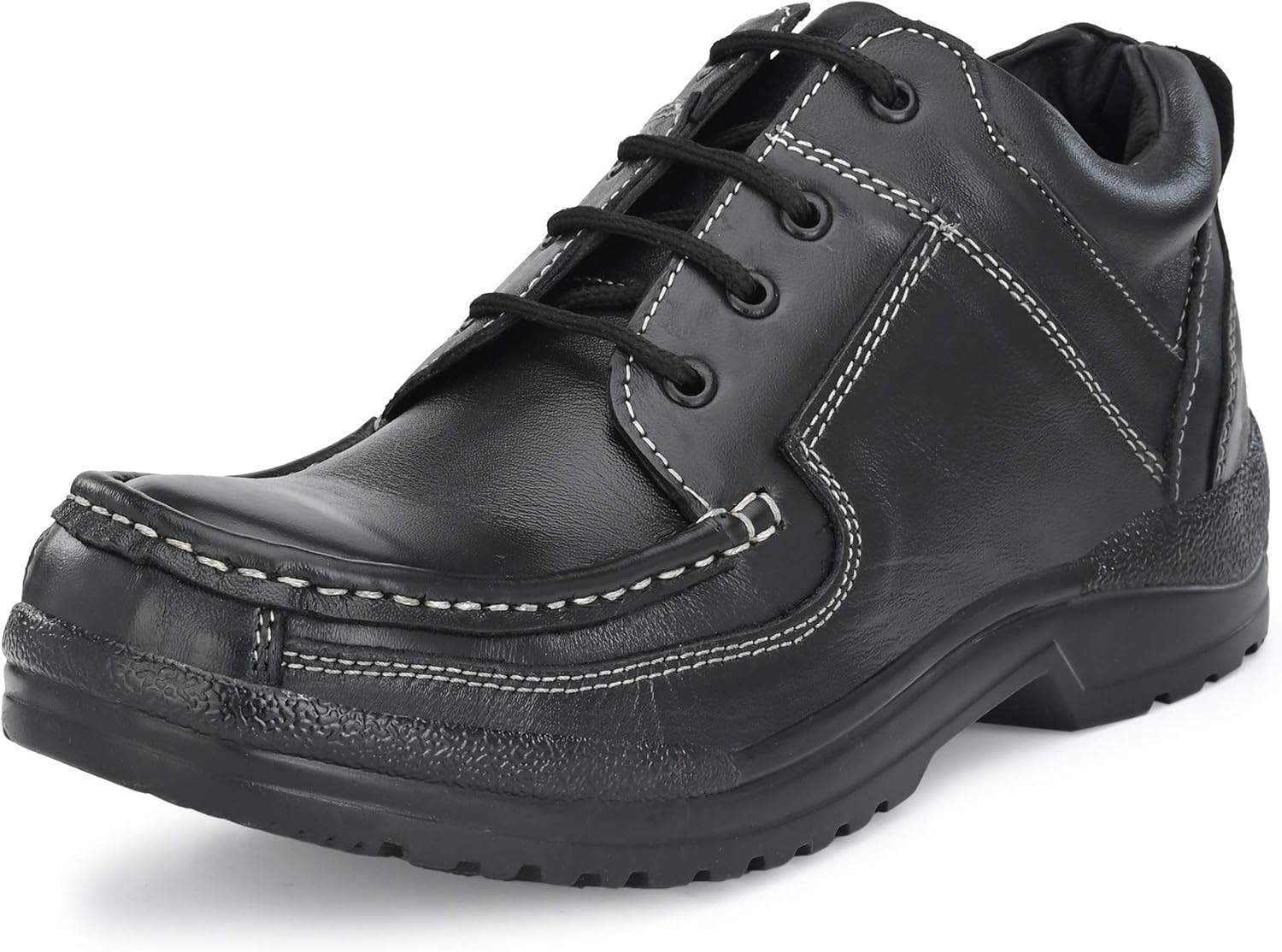 Buy ALL SAFE Men's Black Genuine Leather Sporty Look Industrial Safety
