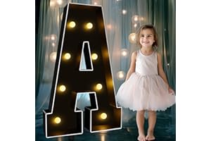 Ledido 3FT Marquee Light Up Letters Black Mosaic Letters Large Lighted Marquee Numbers Large Marquee Letters for Party Wedding Baby Shower, LED Marquee Letter Lights Sign Black Marquee Letter A