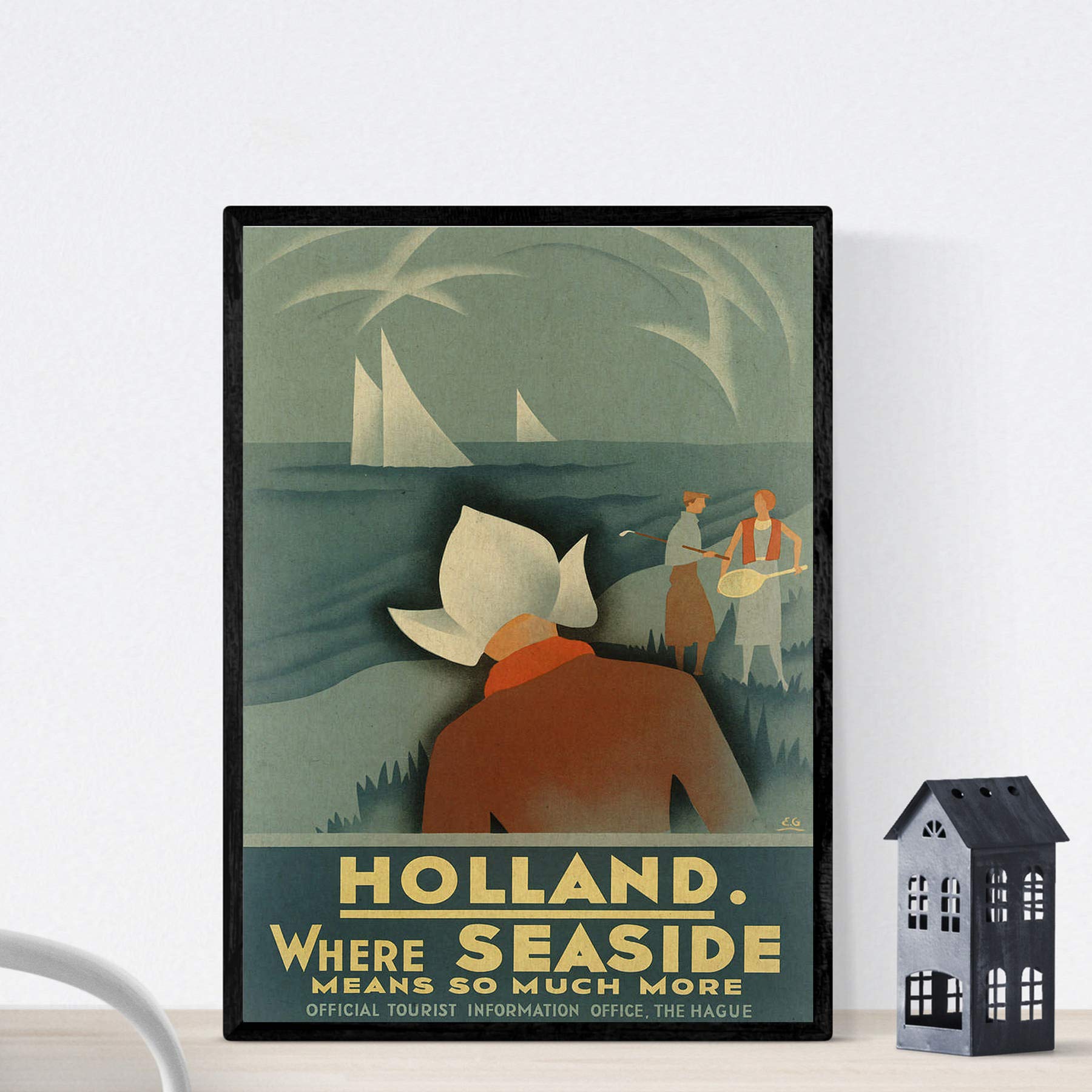 Nacnic Vintage Poster Vintage Poster Europe. Boats in the Netherlands. A3 size