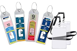 Highwind Cruise Luggage Tag Holder Zip Seal & Steel Loops for Royal Caribbean & Celebrity Cruise | ID Badge | Waterproof, Clear Cruise Luggage Tags (4PK + 2ID)