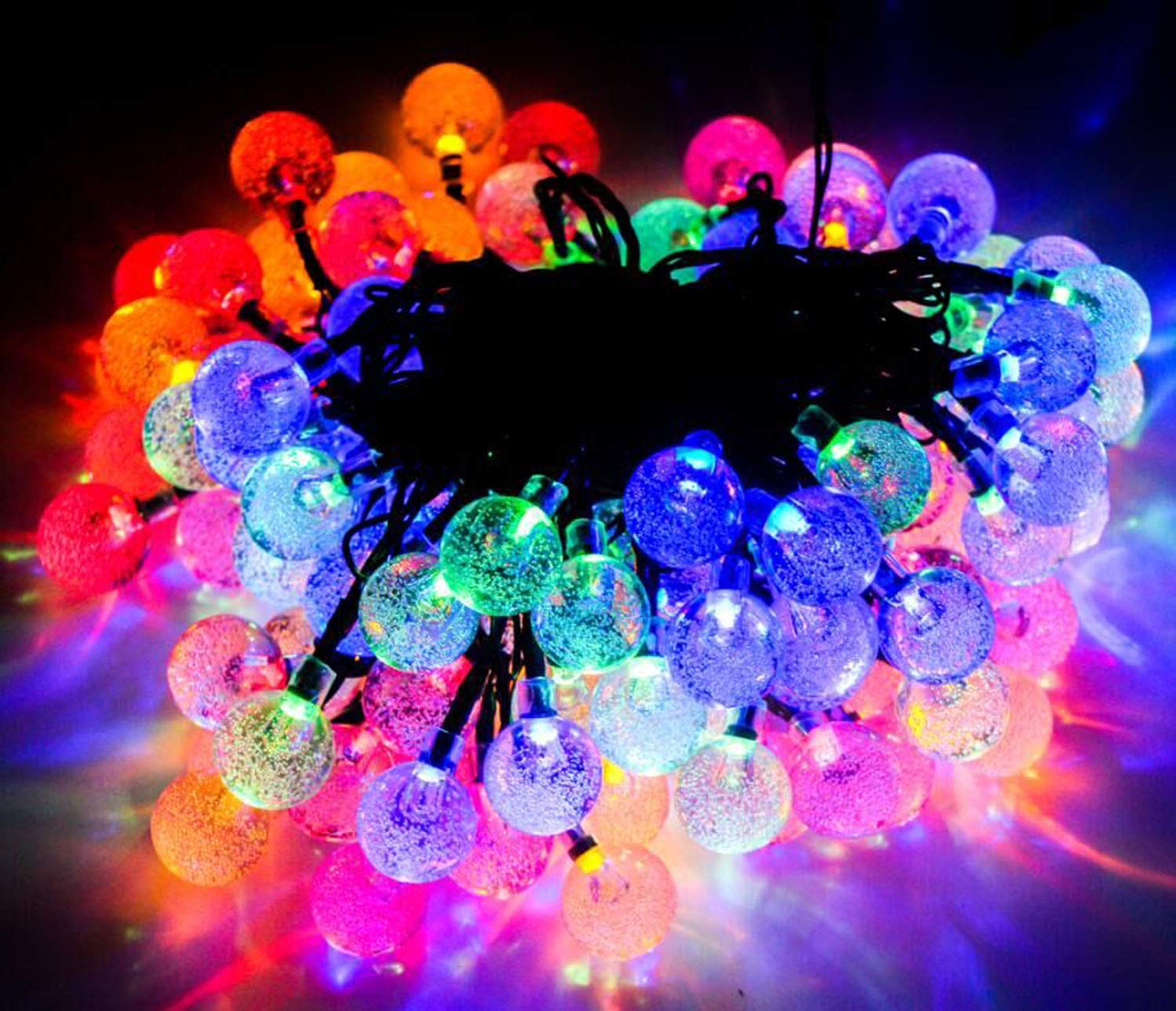 2018 Outdoor Solar String Lights 100 LED - Crystal Waterproof Lights 55.8 FT- Patio Lawn Landscape Lighting