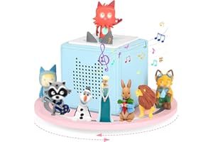 RZYLKA 360° Round Turntable for Tonies Box Organizer Storage Shelf, Magnetic Floating Shelves for Toniebox 1/2 Player Tonies Figures, Display Collection 10~15 Characters (Pink)