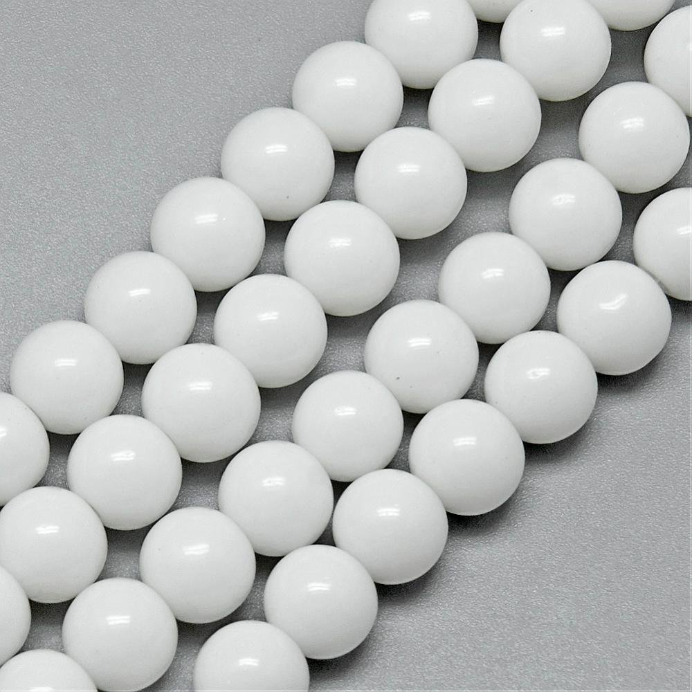 Perlin - Jade Beads Semi-Precious Stone 10/8/6/4 mm Opaque White Round Gemstone Strand Each Beads Bead for Threading DIY Chain Crafts (4 mm 1 Strand)