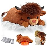 Mewaii Weighted Stuffed Animals with Microwavable Heating Pad - 5 lbs Adjustable, Heatable & Coolable Stuffed Animal for Realistic Hug, Removable Inner Pad, Plush Gifts for Kids (Amber Brown, 23 Inch)
