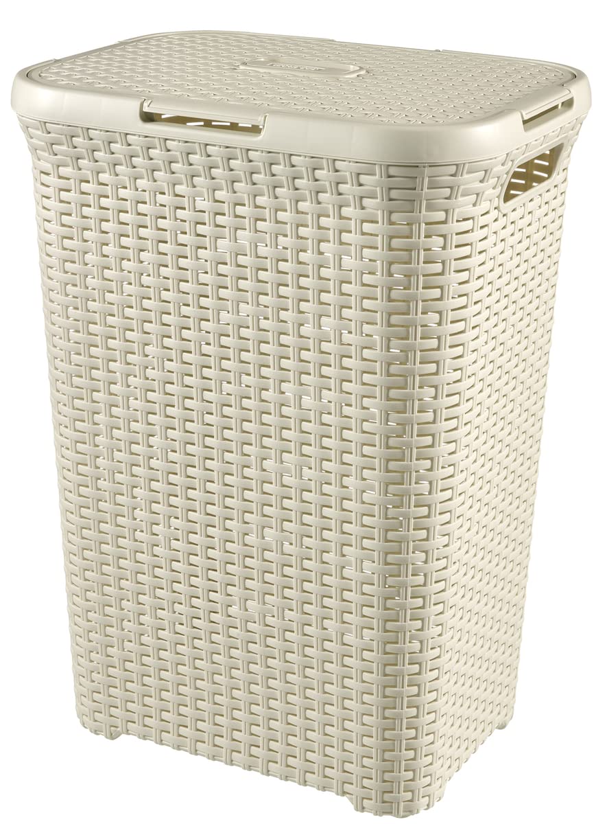Curver Style 60 Litre Laundry Hamper, Vintage White