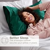 Bedsure Satin Pillowcase 2 Pack Queen 50x75 cm Dark Green with Envelope Closure view 4
