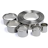 RIHAI Stainless Steel Round Cookie Cutter Set, 12 Circular Biscuit Cutters Round Donut Ring Molds for Baking 1.2 Inch Height