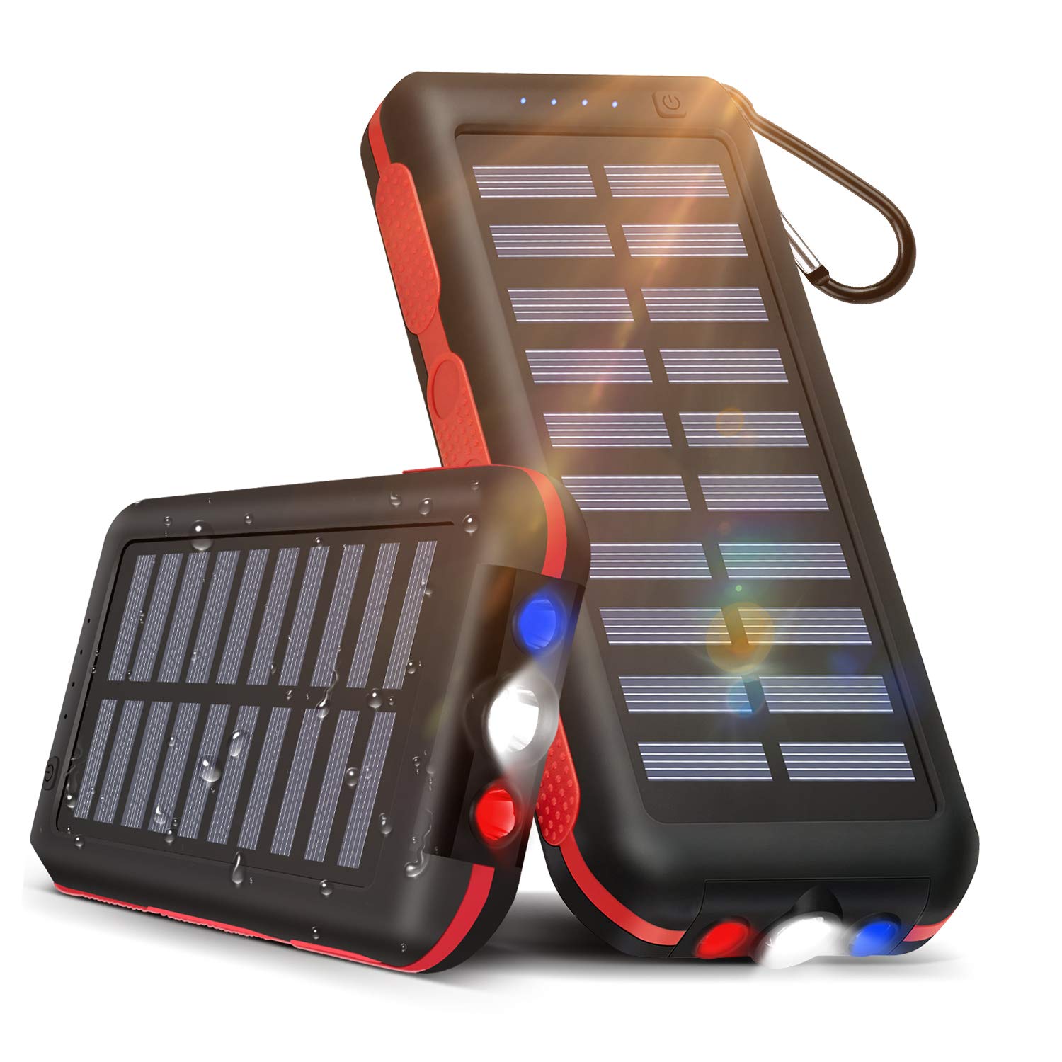Solar Power Bank Portable Phone Charger 25000mAh【2020 Newest Solar Charger】Battery Pack Water-Resistant 3 Output Ports LED Flashlight SOS Warning Lamp for Outdoor Activities, Mobile Phones and Tablets