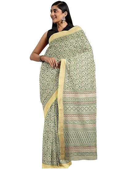 Cotton Blend Gadwal Saree, with Un-stitched Blouse Piece - Powerloom made Traditional Everyday Casual Sari for Women - by ART Retail