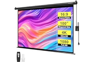 VIVOHOME Motorized Projector Screen with Remote, 16:9 100 Inch Auto Electric Projection Screen, HD 4K Movie Screen for Home T