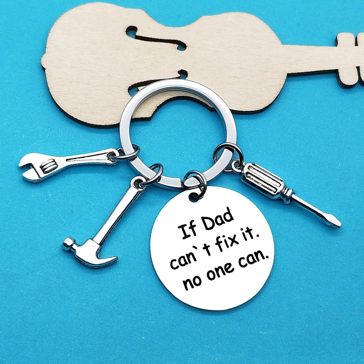 Huwujiu Dad Keyring Gift Christmas Birthday Gift for Daddy Fathers Day Gift Dad Gifts from Daughter Son, Silver - Image 3
