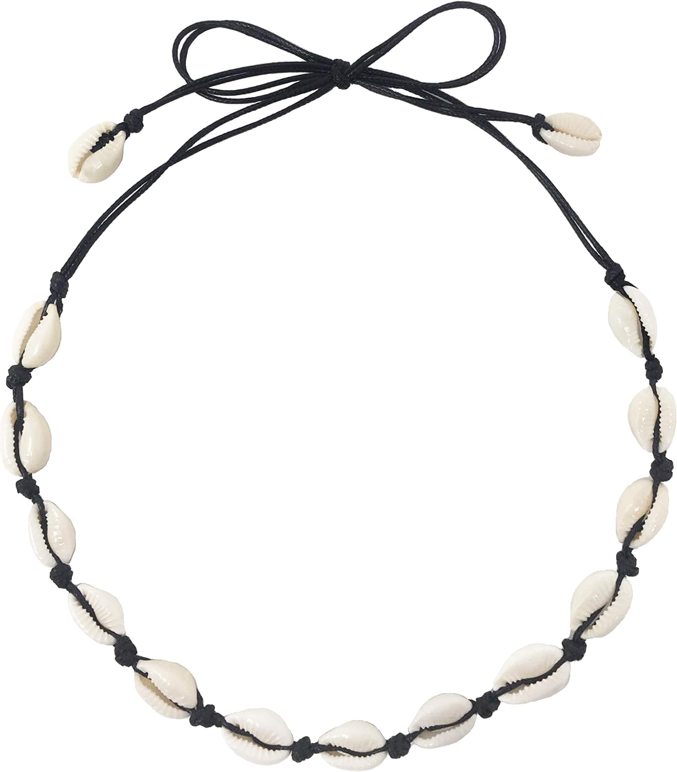 CUSVUEVI Women's Natural Shell Choker Necklace, Handmade Cowrie Shell Boho Beach Jewelry